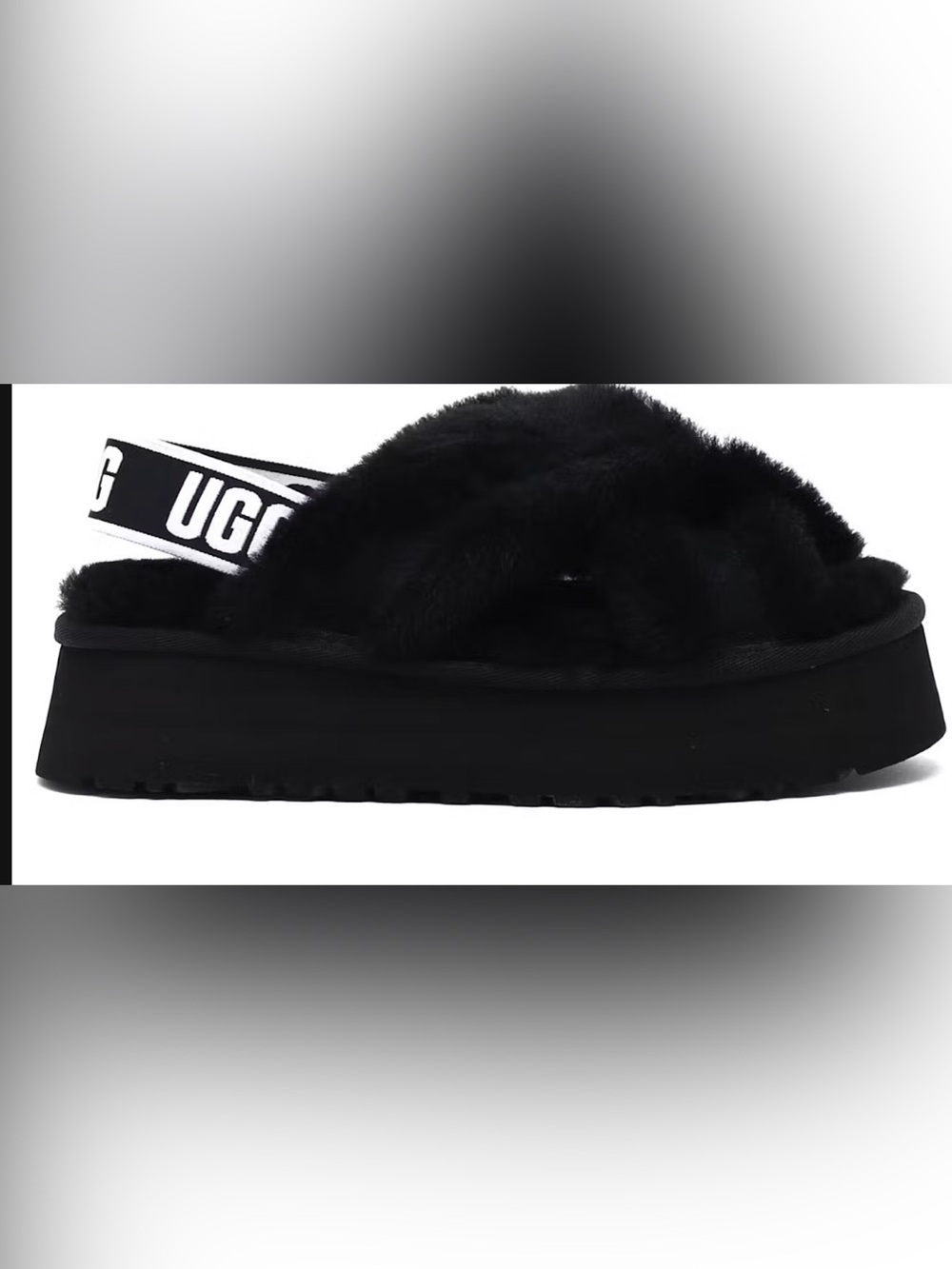 UGG Disco Cross Slide Platform - Black Slide with Logo Strap
